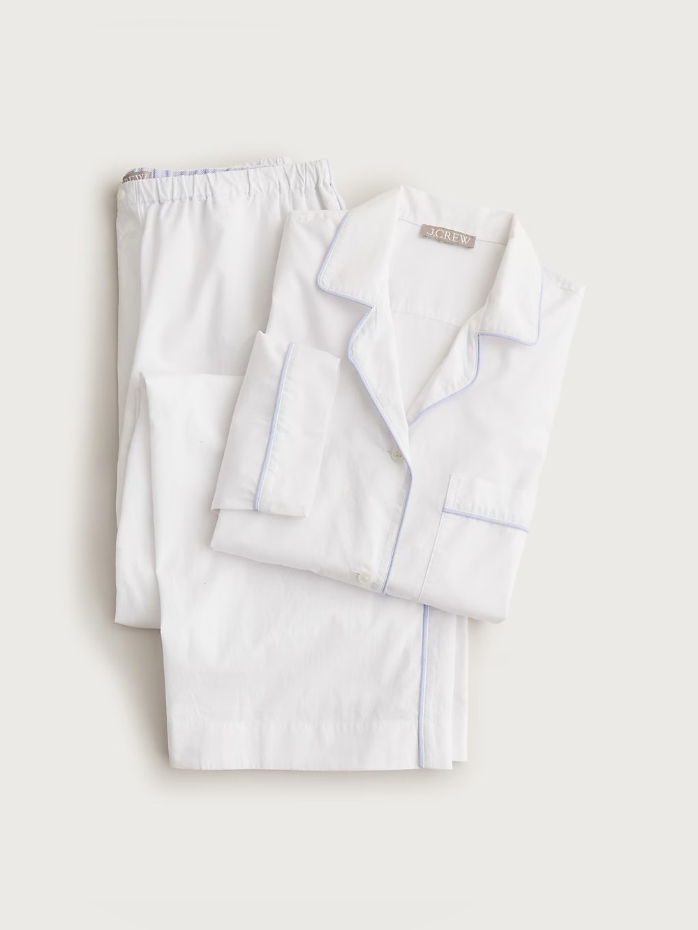 J.Crew Classic pajama pant set in end-on-end cotton in white - Picture 3 of 7